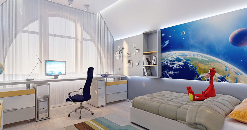 дизайн детской для мальчика школьника